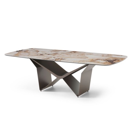 table repas STELLA pied metal ceramique patagonia vue 3 4