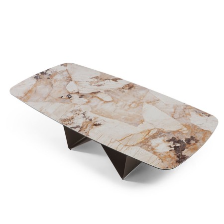 table repas STELLA pied metal ceramique patagonia vue haute 3 4