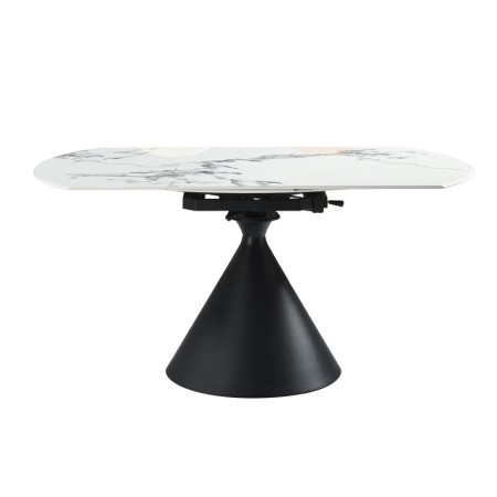 table repas ORNELLA pied conique pierre microcristaline PM rallonge fermee