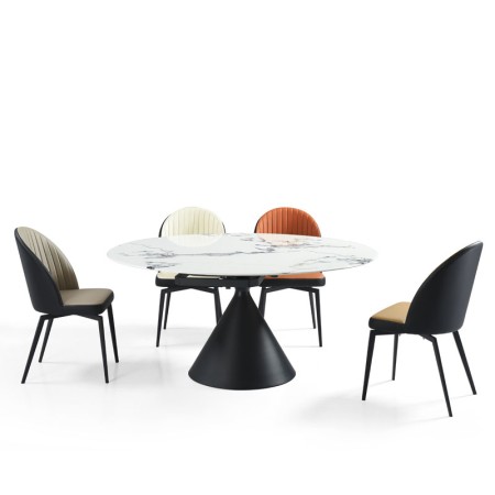 table repas ORNELLA pied conique pierre microcristaline GM ouverte
