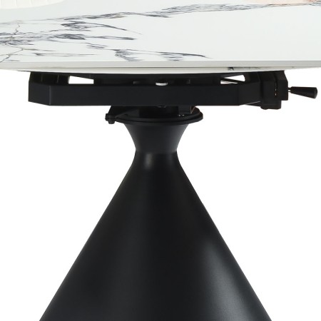 table repas ORNELLA pied conique pierre microcristaline detail mecanisme ferme