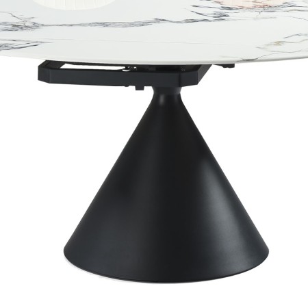table repas ORNELLA pied conique pierre microcristaline detail mecanisme rallonge