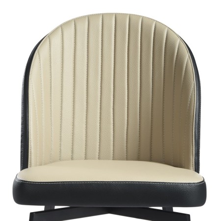 Chaise pivotante ORNELLA dossier pvc noir zoom assise taupe