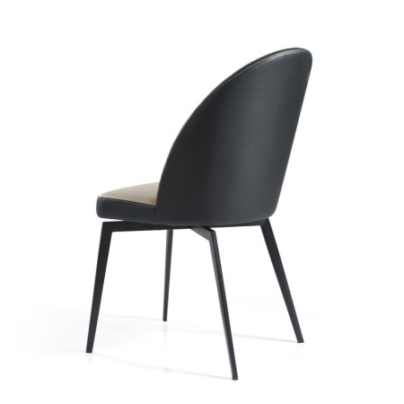 Chaise pivotante ORNELLA dossier pvc noir Tissu assise taupe dos 3 4