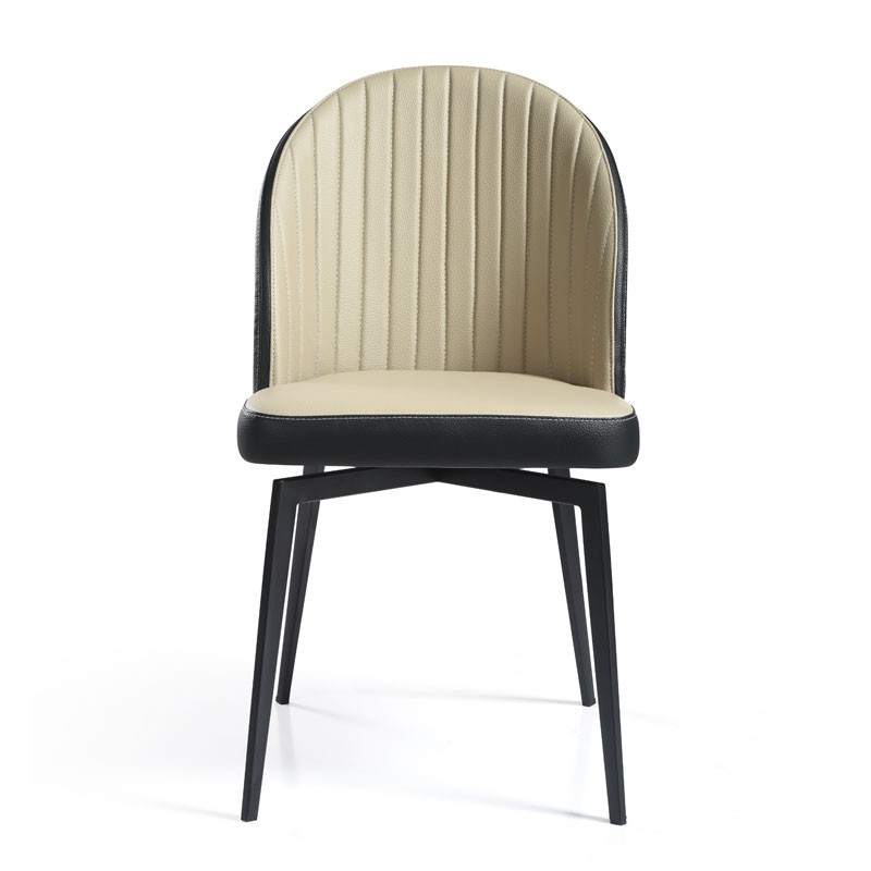 Chaise pivotante ORNELLA dossier pvc noir Tissu assise taupe