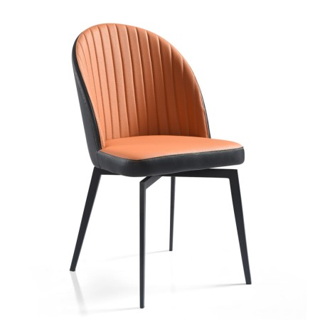 Chaise pivotante ORNELLA dossier pvc noir Tissu assise  orange vue 3 4