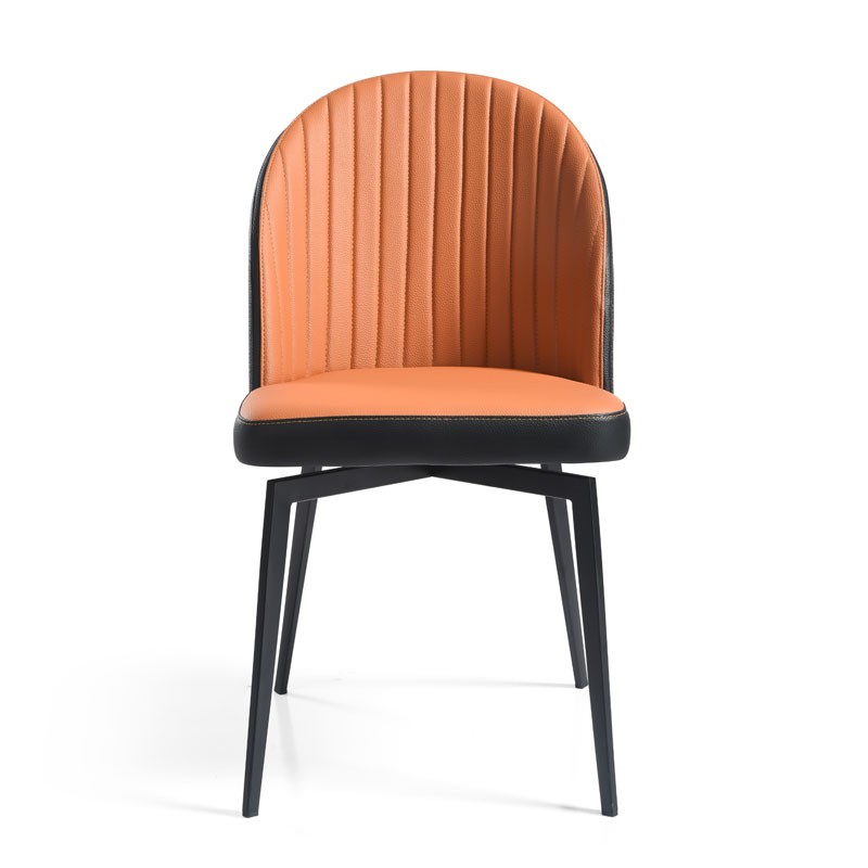 Chaise pivotante ORNELLA dossier pvc noir Tissu assise orange