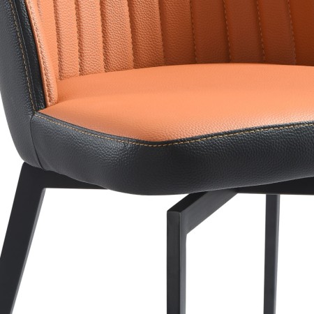 Chaise pivotante ORNELLA dossier pvc noir Tissu assise orange detail couture