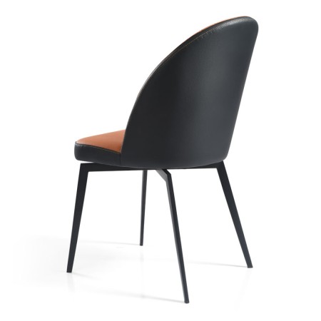 Chaise pivotante ORNELLA dossier pvc noir Tissu assise orange dos 3 4