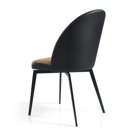 Chaise pivotante ORNELLA dossier pvc noir Tissu assise camel dos 3 4