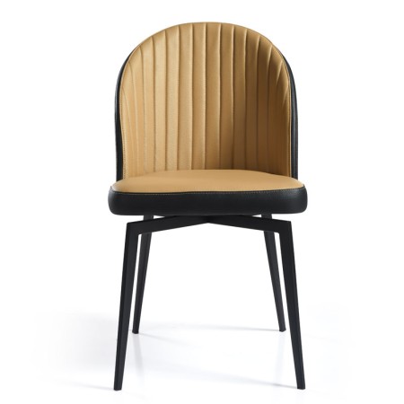 Chaise pivotante ORNELLA dossier pvc noir Tissu assise camel
