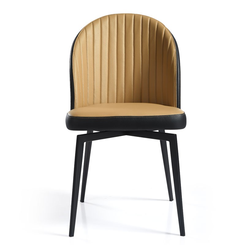 Chaise pivotante ORNELLA dossier pvc noir Tissu assise camel