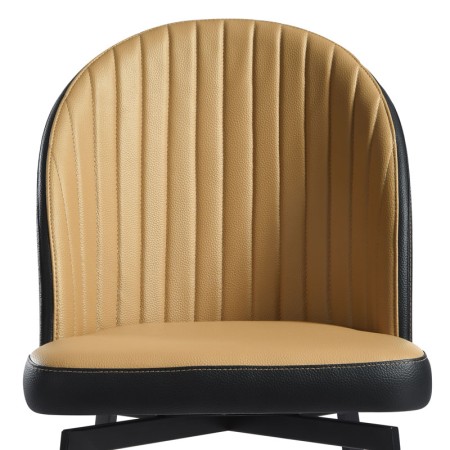 Chaise pivotante ORNELLA dossier pvc noir zoom assise camel