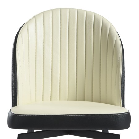 Chaise pivotante ORNELLA dossier pvc noir zoom assise blanc