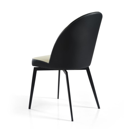 Chaise pivotante ORNELLA dossier pvc noir Tissu assise blanc dos 3 4