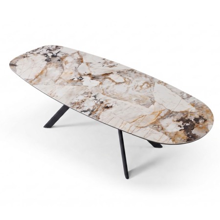 table repas OPHELIA pied metal  ceramique patagonia ouverte vue haute
