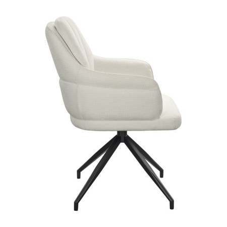 fauteuil pivotant OPHELIA tissu blanc vue cote