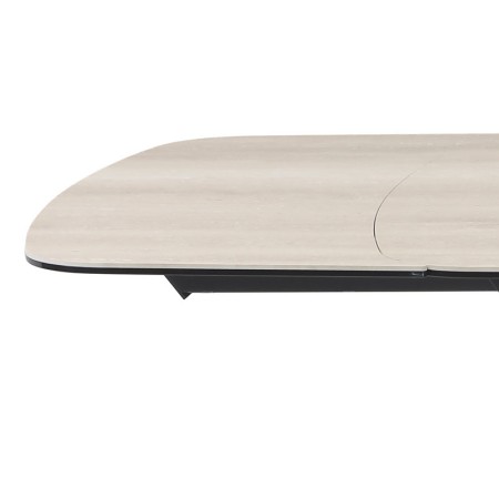 table repas OLYMPIA pietement metal detail rallonge ceramique travertin