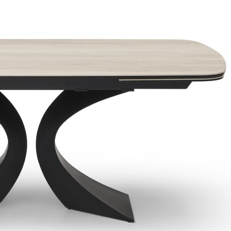 table repas OLYMPIA zoom  rallonge ceramique travertin fermee