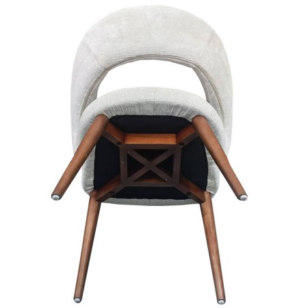 chaise EVA bois tissu blanc dessous