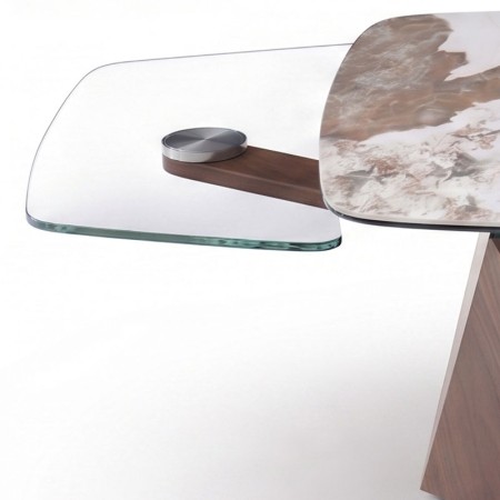table basse DIAMANT ceramique pandora zoom plateau verre ouverte