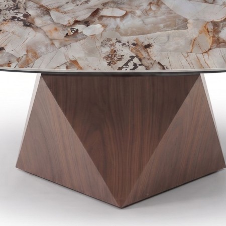 table basse DIAMANT zoom pied bois ceramique patagonia fermee