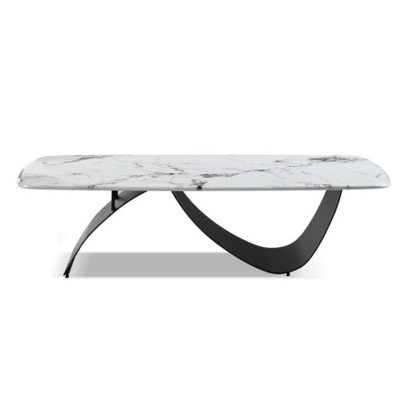 table basse  CORALIE pied metal plateau pierre microcristaline