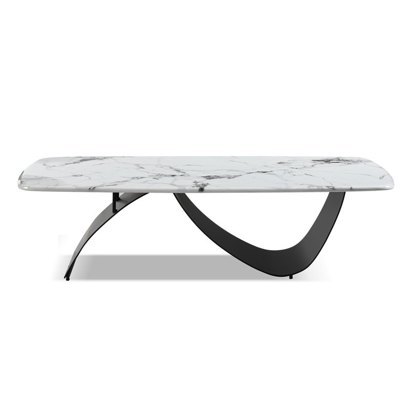 table basse  CORALIE pied metal plateau pierre microcristaline