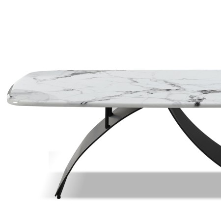 table basse  CORALIE courbe pied metal plateau pierre microcristaline