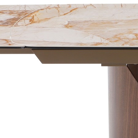 table repas CLEA pied metal noyer detail rallonge ceramique patagonia gauche