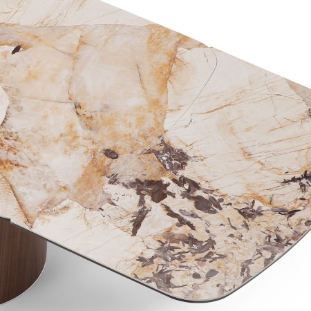 table repas CLEA pied metal noyer mecanisme jonction rallonge ceramique patagonia
