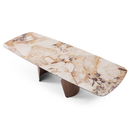 table repas CLEA pied metal noyer ceramique patagonia ouverte vue dessus