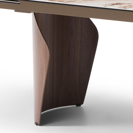 table repas CLEA detail pied metal noyer courbe ceramique patagonia