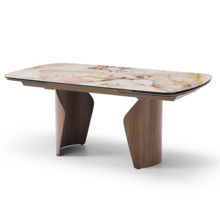 table repas CLEA pied metal noyer ceramique patagonia fermee vue 3/4