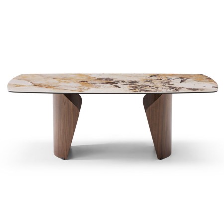 table basse CLEA pied metal noyer ceramique patagonia