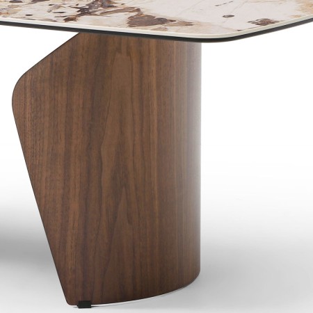 table basse CLEA zoom pied metal noyer ceramique patagonia