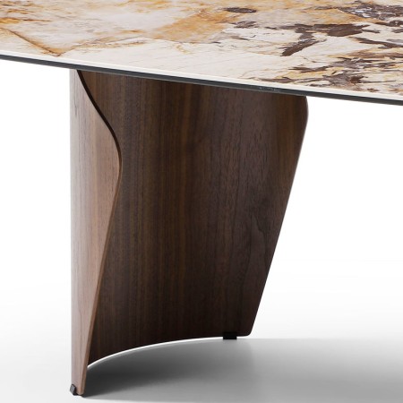 table basse CLEA zoom pied gauche metal noyer ceramique patagonia