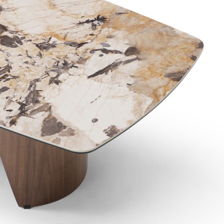 table basse CLEA zoom pied metal noyer ceramique patagonia cote droit