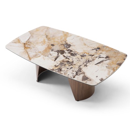 table basse CLEA pied metal noyer ceramique patagonia vue dessus