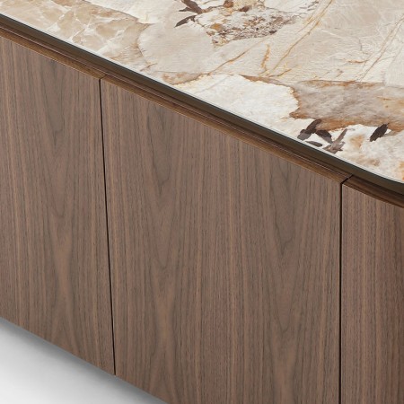 buffet CLEA bois ceramique patagonia zoom vue 3 4 porte centre