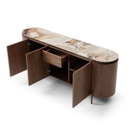 buffet CLEA bois ceramique patagonia vue 3 4 portes ouvertes
