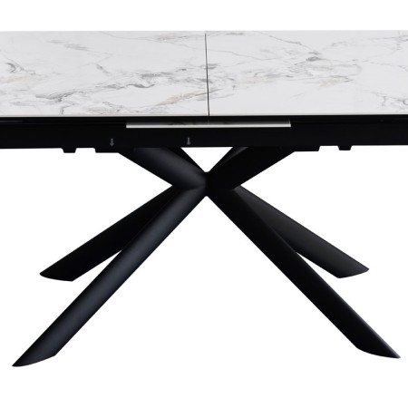 table repas virginia pied metal  ceramique cold jade mecnisme rallonge centrale