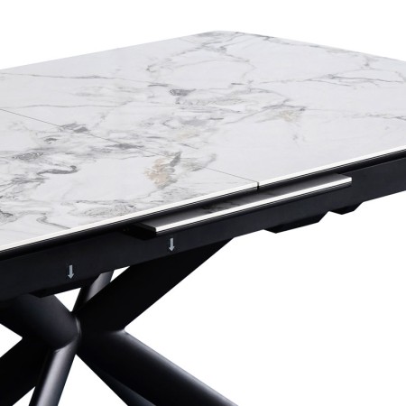 table repas virginia pied metal  ceramique cold jade rallonge centrale cachée