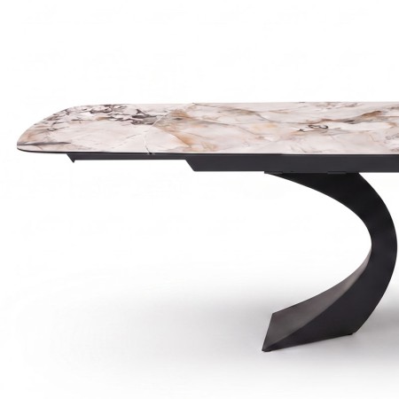 table repas OLYMPIA pietement metal detail rallonge ceramique patagonia
