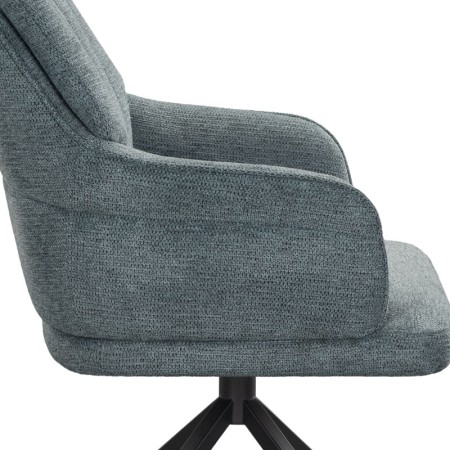 fauteuil pivotant OPHELIA tissu bleu zoom coté
