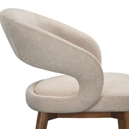 chaise EVA bois tissu beige zoom coté