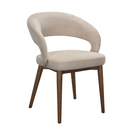 chaise EVA bois tissu beige 3/4
