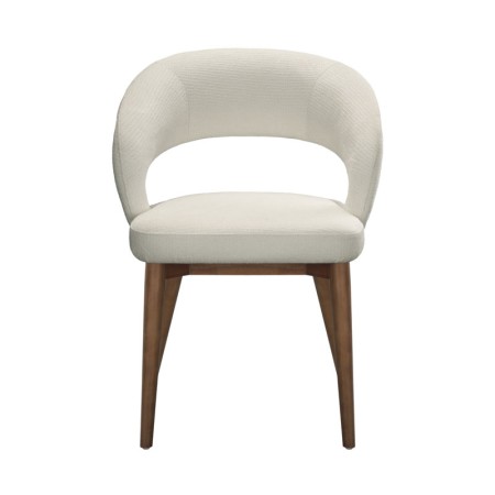 chaise EVA bois tissu blanc face