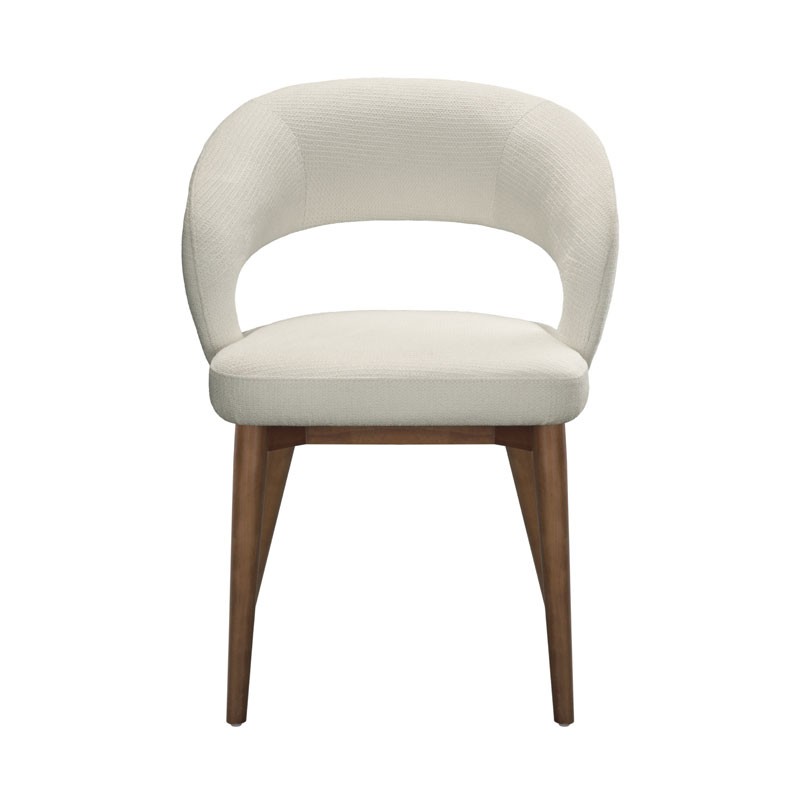 chaise EVA bois tissu blanc face