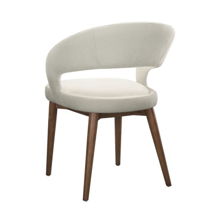 chaise EVA bois tissu blanc dos 3/4